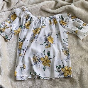 Floral Off-shoulder Sheer top